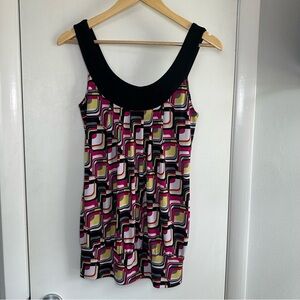 Heart Soul Y2K Tank Top. Size: Large. Geometric pink, black, and yellow.